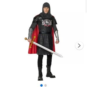 Medieval Knight Costume with Red Cape